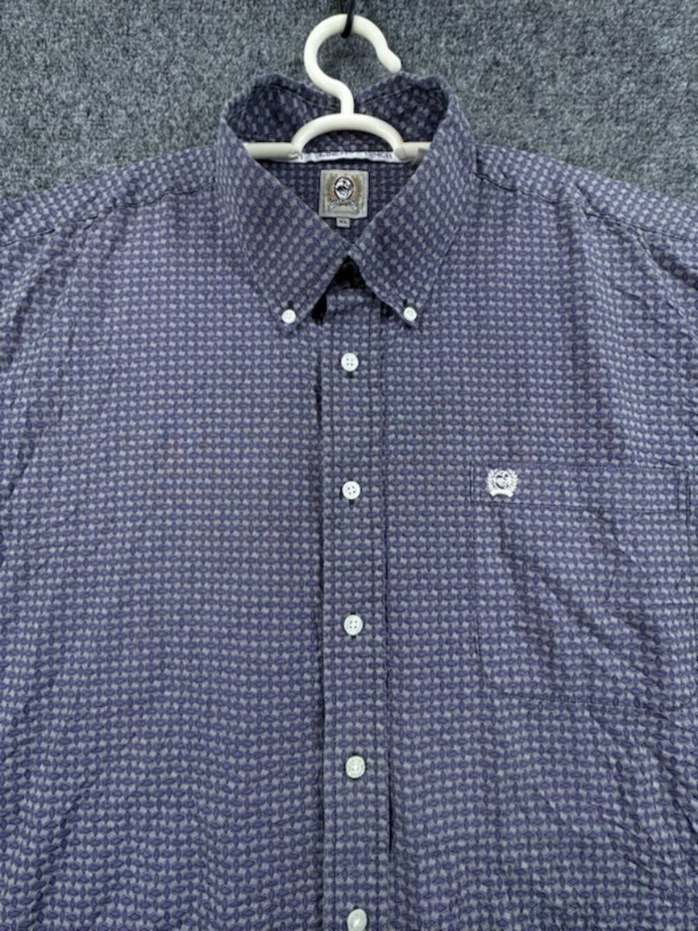 Cinch Gray Purple Cotton XL Geometric Button-Down Long Sleeve Shirt Mens Casual